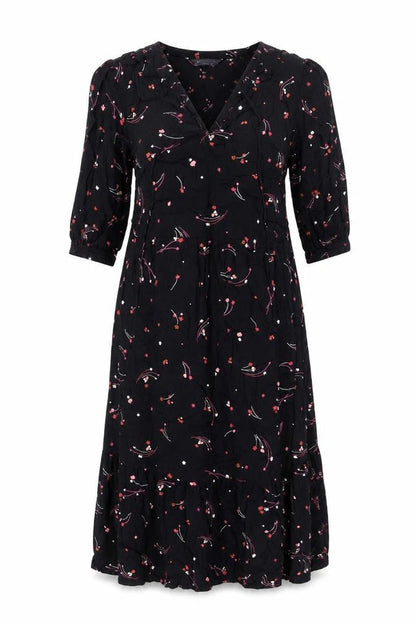 Marks and Spencer Women's Black Floral A-Line Midi Dress