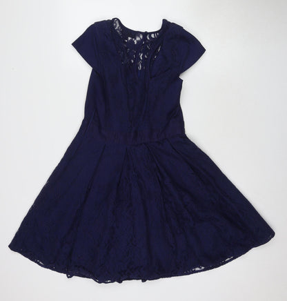 Warehouse Women Blue A-Line Dress, Size 12, Party-Ready