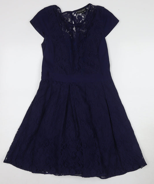 Warehouse Women Blue A-Line Dress, Size 12, Party-Ready