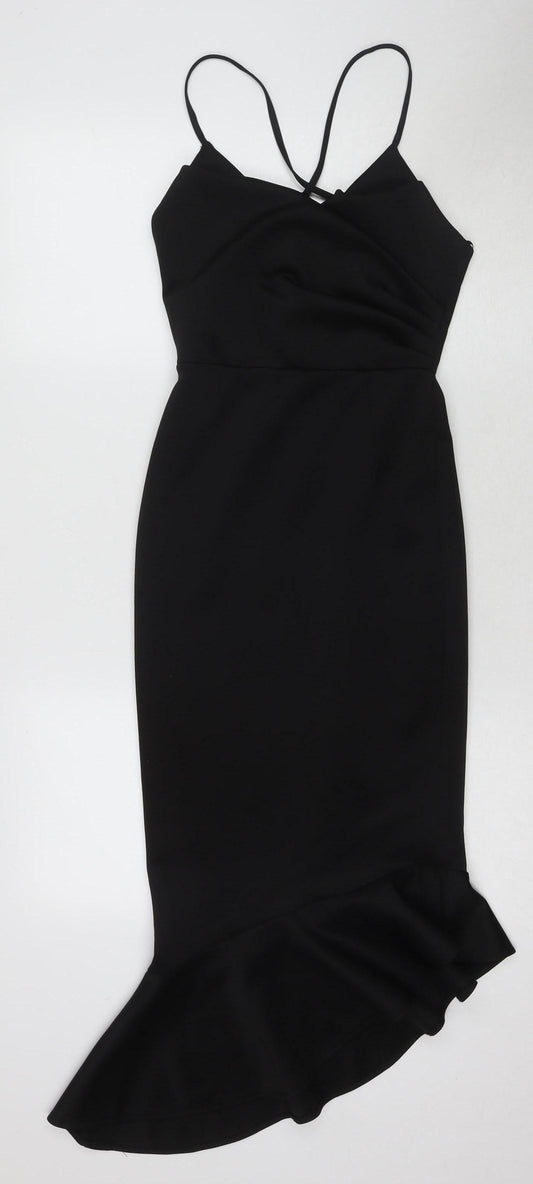 ASOS Women's Black Mermaid Midi Dress - Size 6