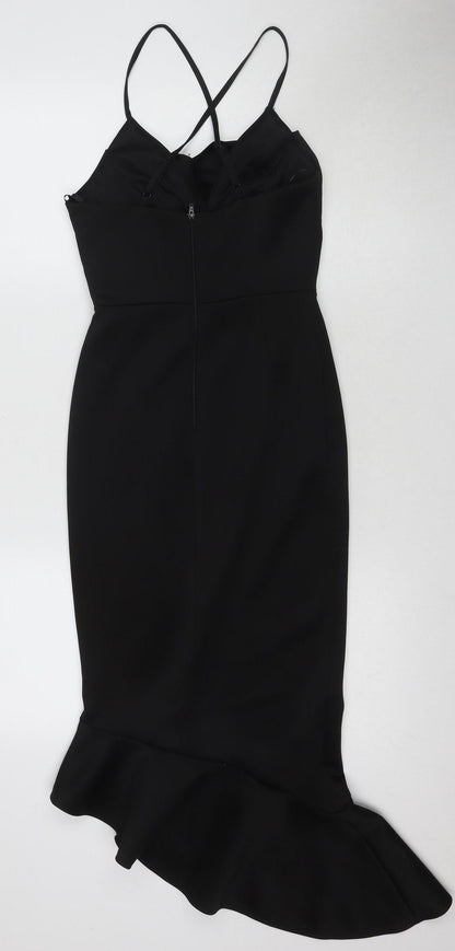 ASOS Women's Black Mermaid Midi Dress - Size 6