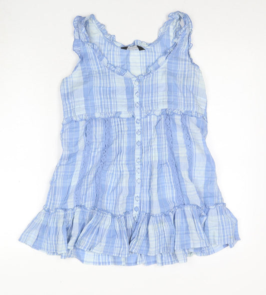 Dorothy Perkins Women Blue Check Mini Dress Size 8