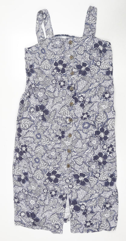 Next Women’s Blue Floral Dress UK 14 Sleeveless