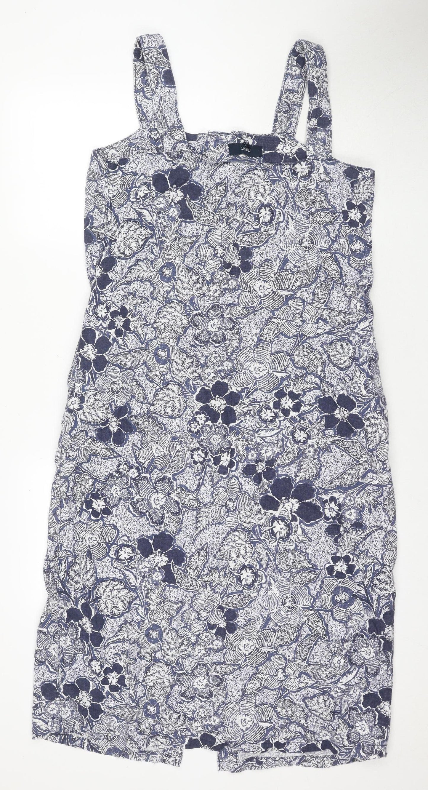 Next Women’s Blue Floral Dress UK 14 Sleeveless