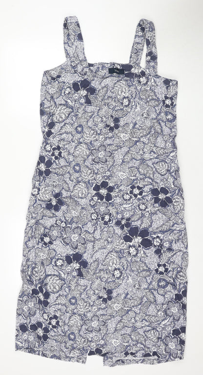 Next Women’s Blue Floral Dress UK 14 Sleeveless