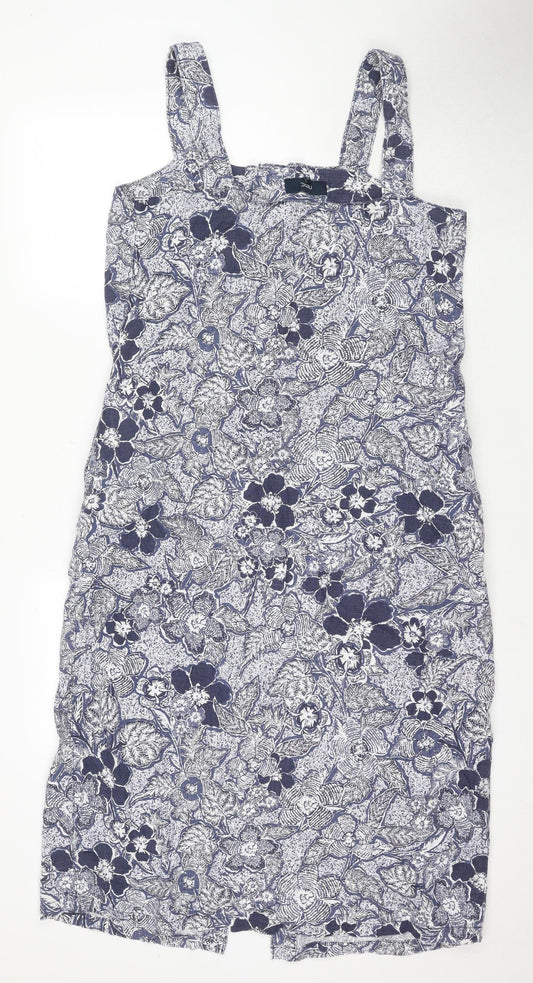 Next Women’s Blue Floral Dress UK 14 Sleeveless