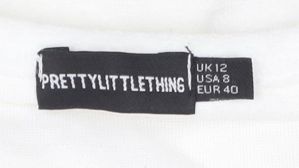 PrettyLittleThing Women's White Sleeveless Dress Size 12