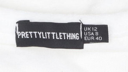 PrettyLittleThing Women's White Sleeveless Dress Size 12