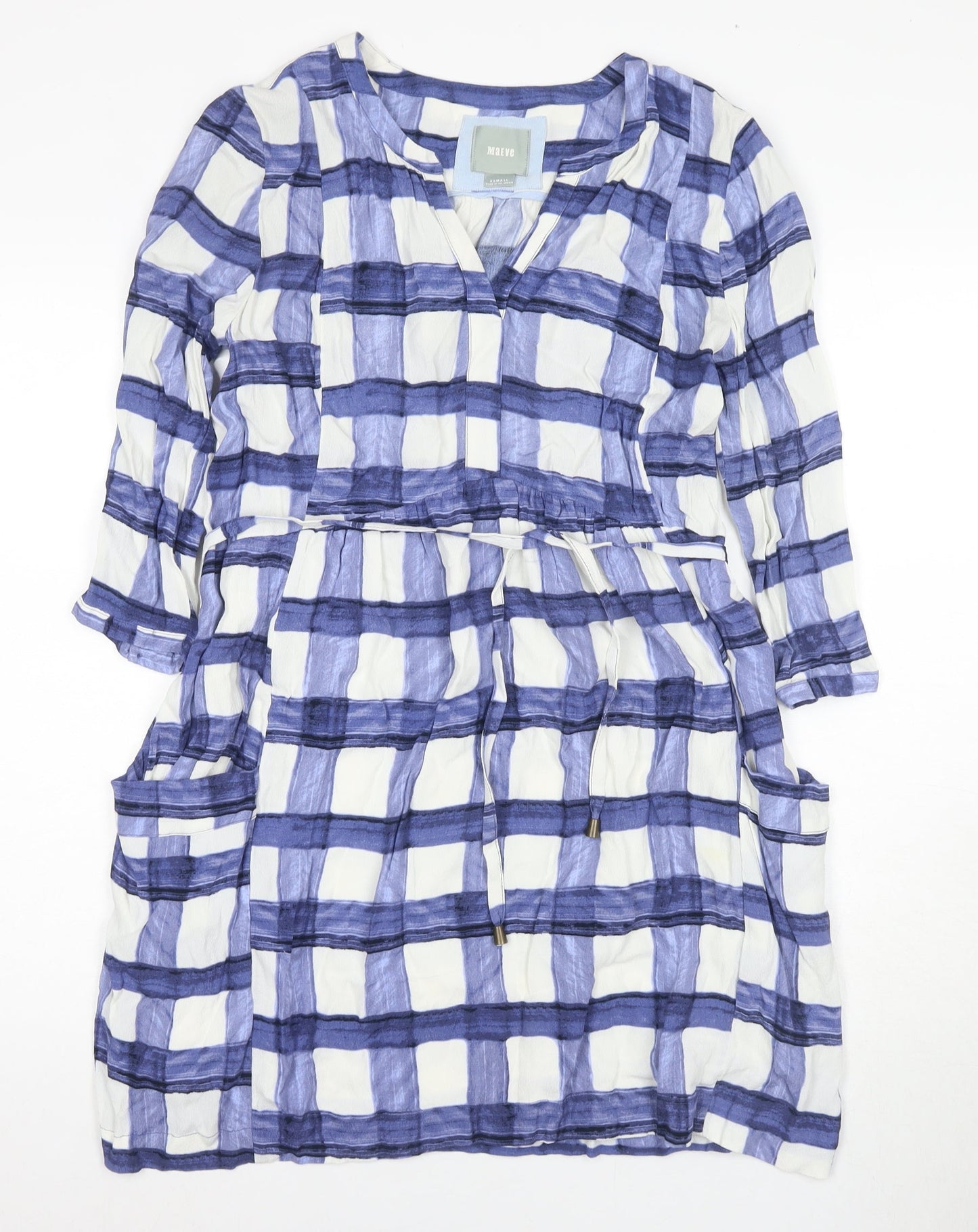 Maeve Women's XS Blue Check Shirt Dress