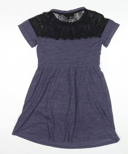 Topshop Women's Grey A-Line Lace Dress Size 4