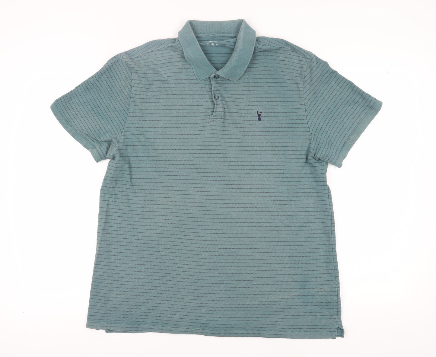 Next Men's Green Striped Polo, XL, Casual Summer Wear