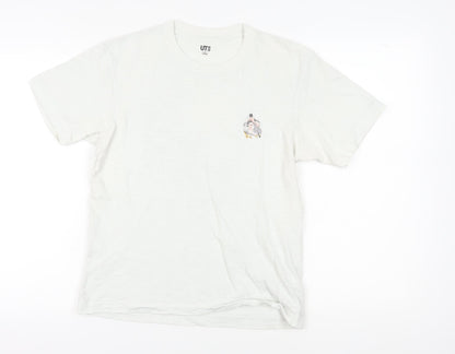 Unisex Adults UK Size XS Uniqlo White Basic T-Shirt