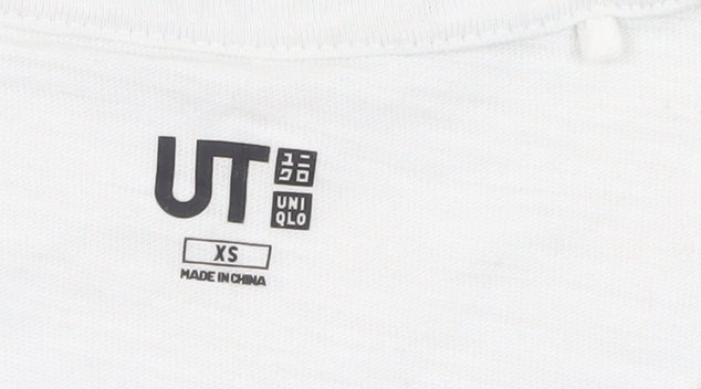 Unisex Adults UK Size XS Uniqlo White Basic T-Shirt