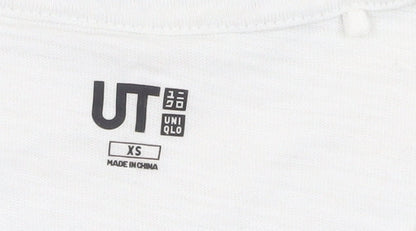 Unisex Adults UK Size XS Uniqlo White Basic T-Shirt