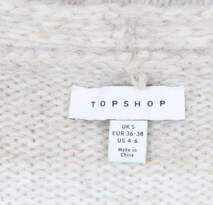 Womens UK Size S Topshop Beige Cardigan Jumper