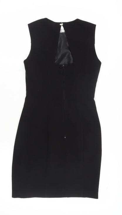 H&M Women Black Sheath Dress Size 8 Beaded Party