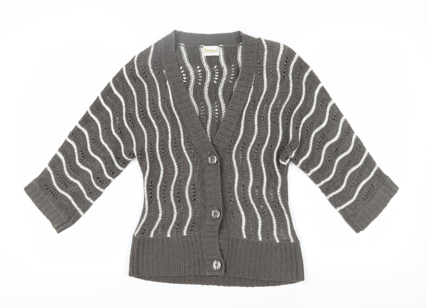 Womens UK Size S Roman Originals Grey Cardigan Jumper