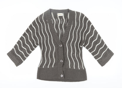 Womens UK Size S Roman Originals Grey Cardigan Jumper