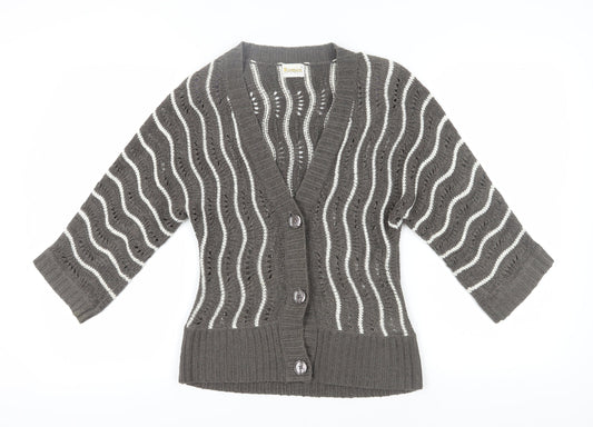 Womens UK Size S Roman Originals Grey Cardigan Jumper