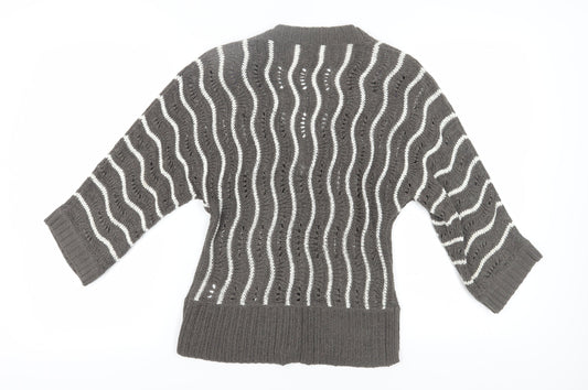 Womens UK Size S Roman Originals Grey Cardigan Jumper