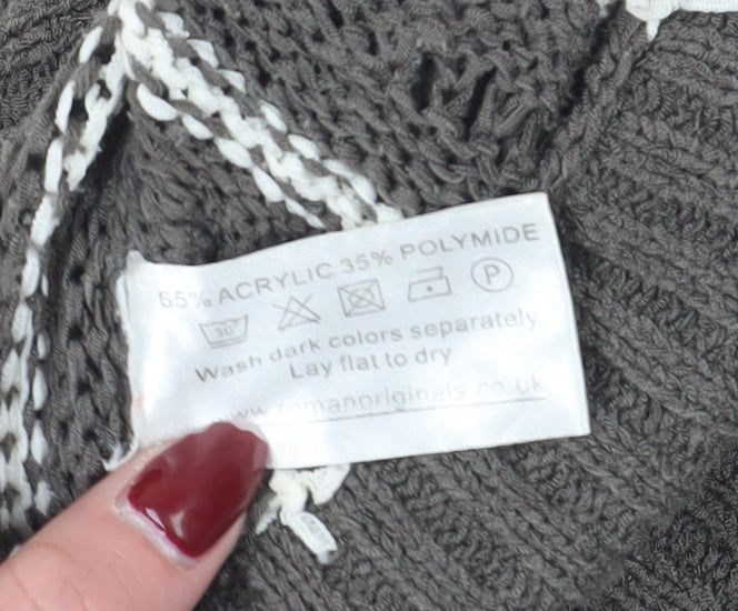 Womens UK Size S Roman Originals Grey Cardigan Jumper