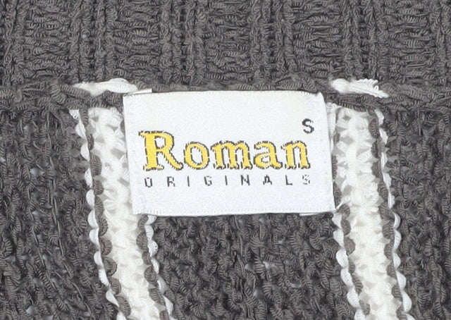 Womens UK Size S Roman Originals Grey Cardigan Jumper