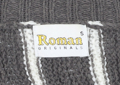 Womens UK Size S Roman Originals Grey Cardigan Jumper