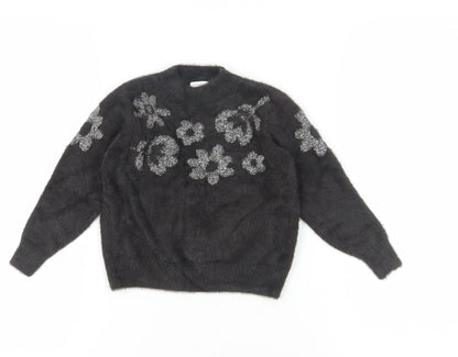 Next Girls Black Floral Pullover Jumper - Size 5 Years