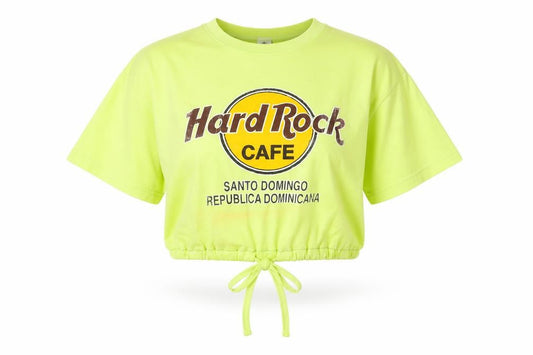 Front view of Velero Sport Hard Rock Cafe unisex green cropped t-shirt, medium, casual