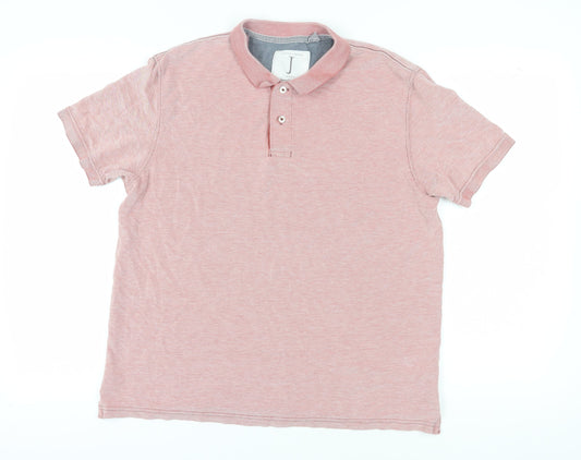Jasper Conran Men's Pink Cotton Polo Shirt L Casual