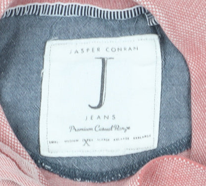 Jasper Conran Men's Pink Cotton Polo Shirt L Casual