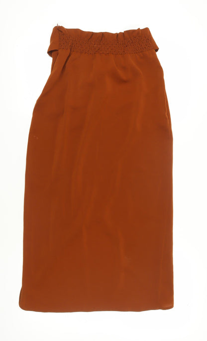 H&M Women's Brown Wrap Midi Skirt with Bow Accent, Size 10