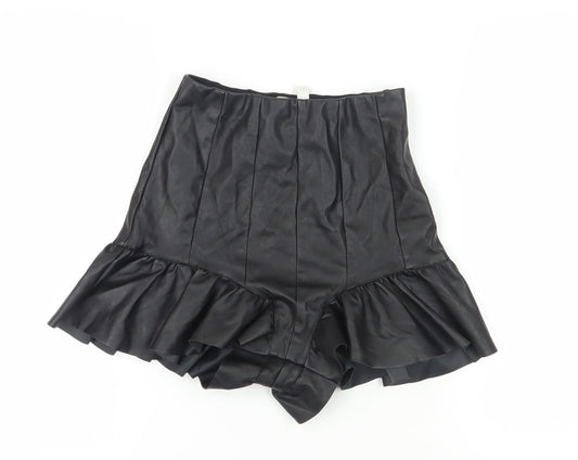 ASOS Black Ruffle Wrap Shorts for Women Size 10
