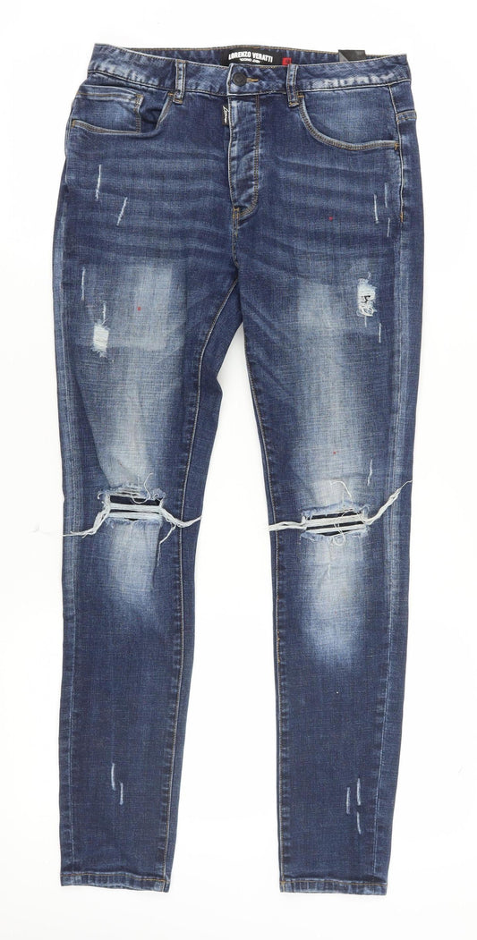 Lorenzo Veratti Men's Blue Skinny Distressed Jeans 32