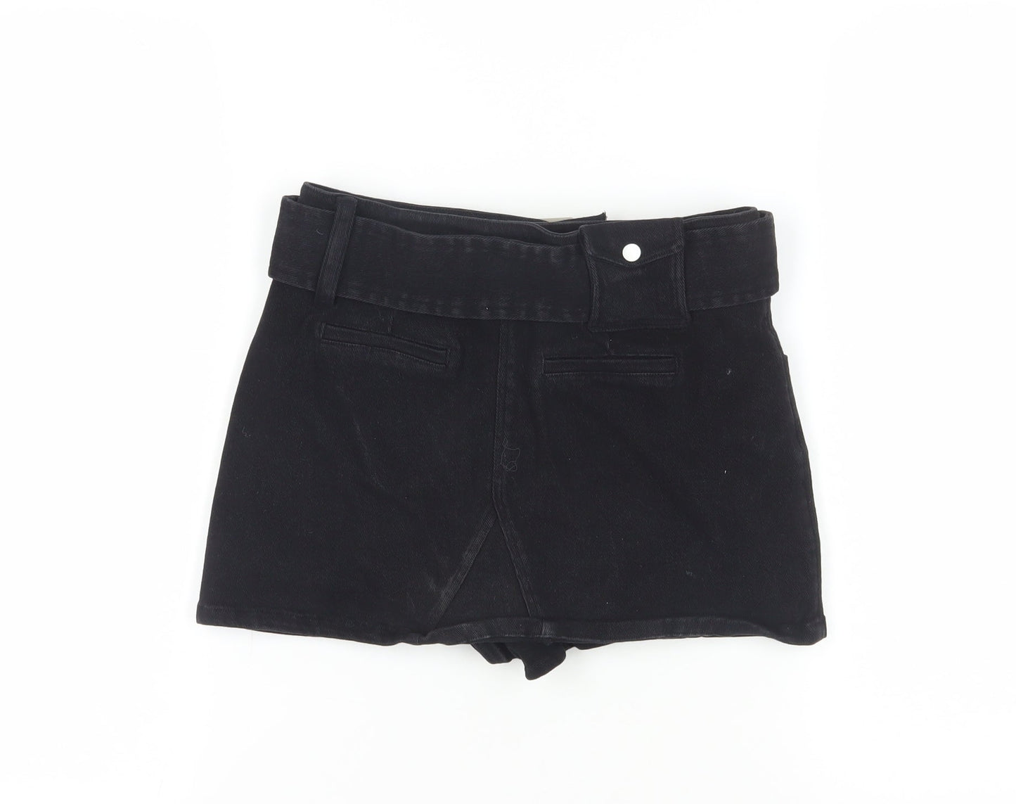 NOTAWEAR Women's Black Biker Shorts, Cotton, S, Belted