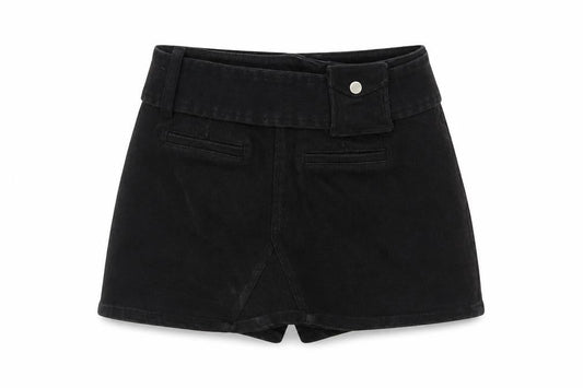 NOTAWEAR Women's Black Biker Shorts, Cotton, S, Belted
