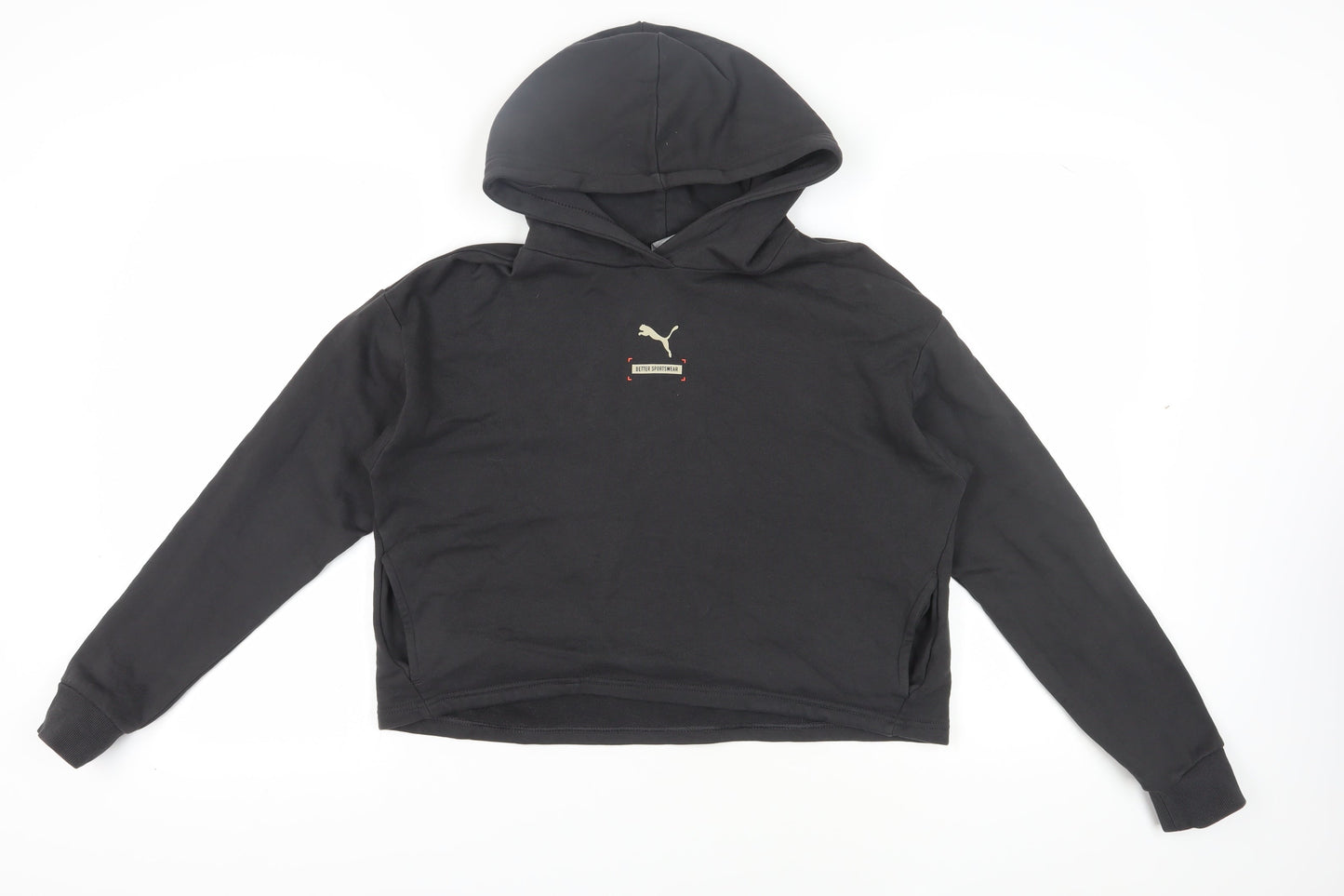 Puma Unisex Black Hoodie Cotton Pullover S Size