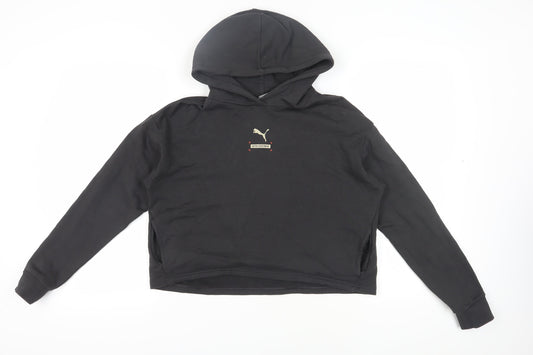 Puma Unisex Black Hoodie Cotton Pullover S Size