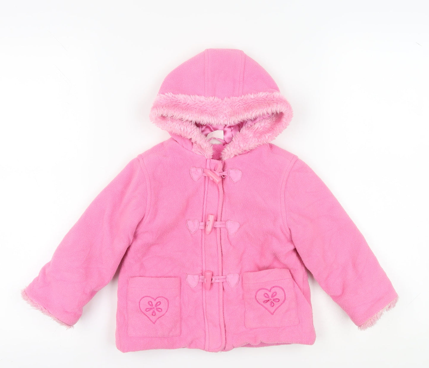 Ladybird Pink Girls Duffle Coat 12-18m, Hooded Winter Wear