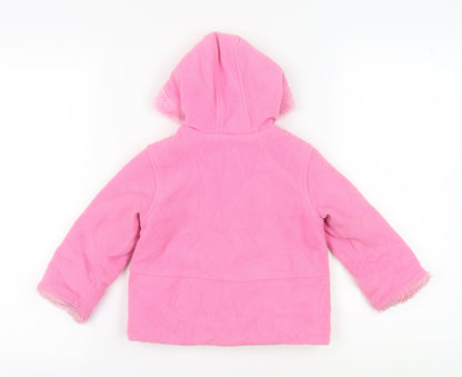 Ladybird Pink Girls Duffle Coat 12-18m, Hooded Winter Wear