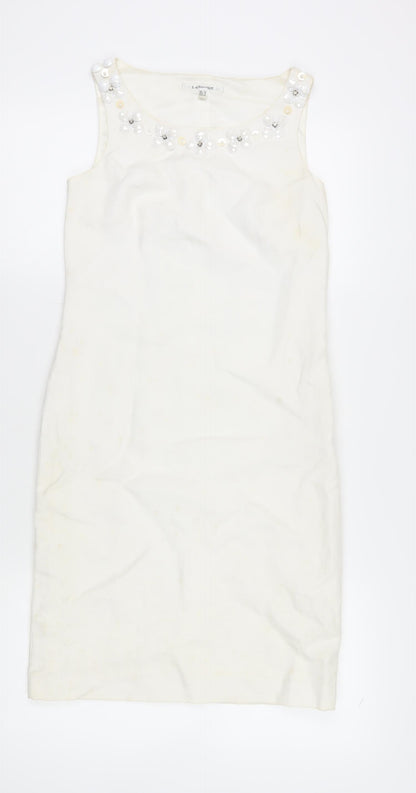 L.K. Bennett Women's Ivory Sequin Sheath Dress Size 6