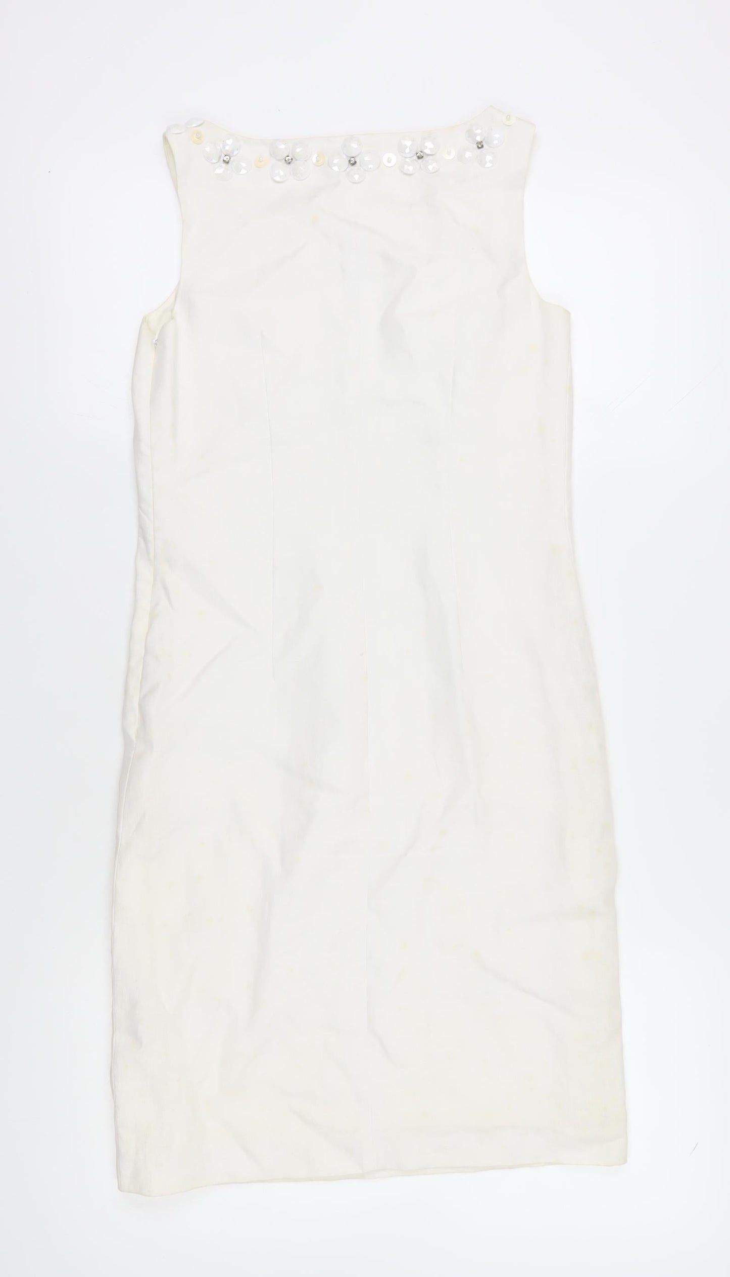 L.K. Bennett Women's Ivory Sequin Sheath Dress Size 6