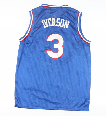 Adidas Men's Blue Sixers Iverson Sleeveless Sports Jersey M