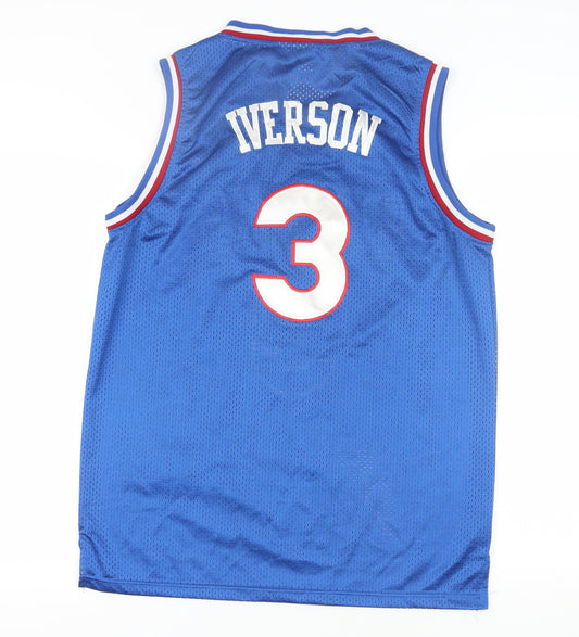 Adidas Men's Blue Sixers Iverson Sleeveless Sports Jersey M