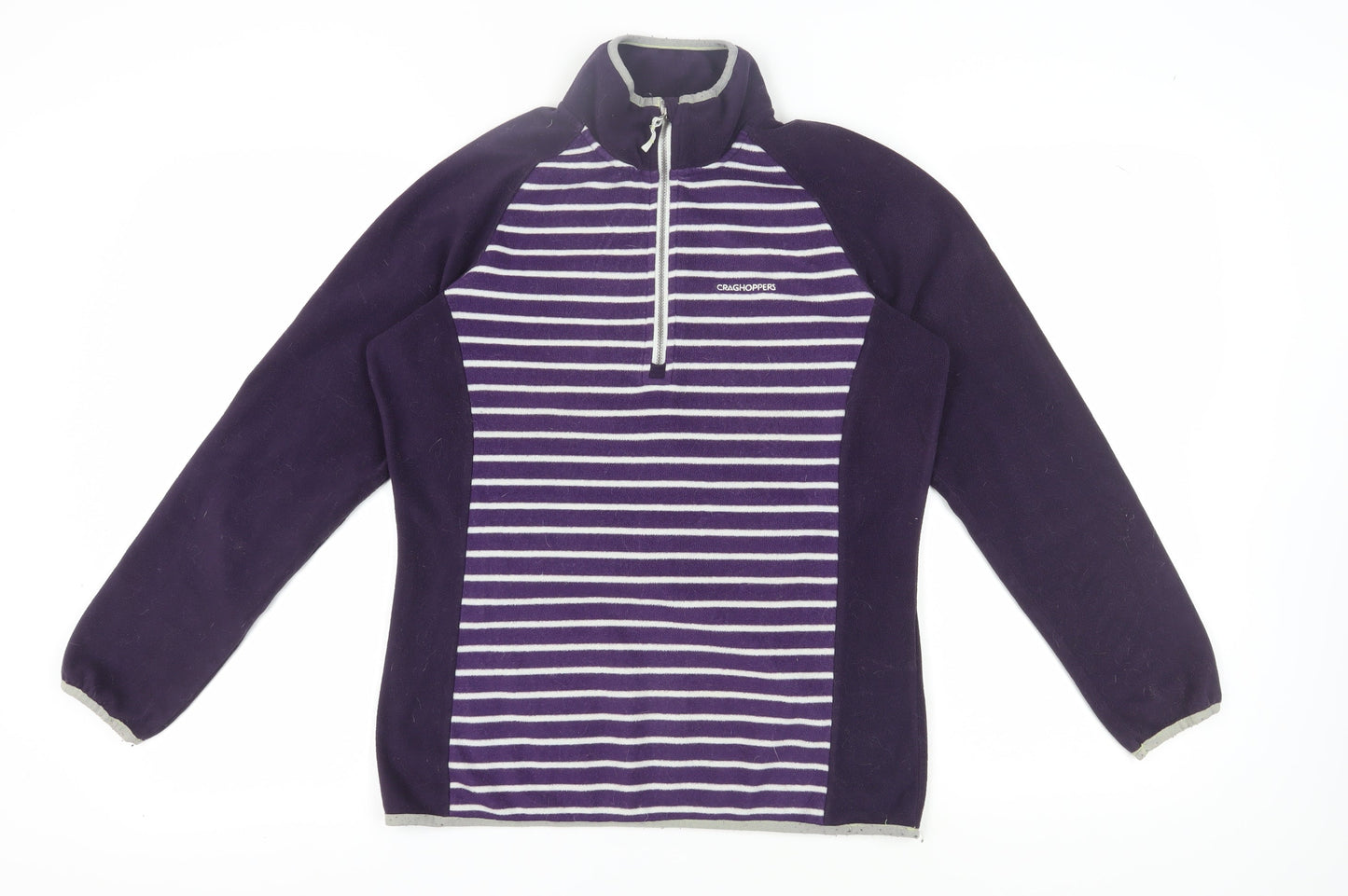 Craghoppers Women's Purple Striped 1/4 Zip Pullover UK 12