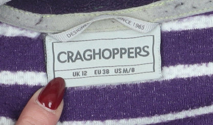 Craghoppers Women's Purple Striped 1/4 Zip Pullover UK 12