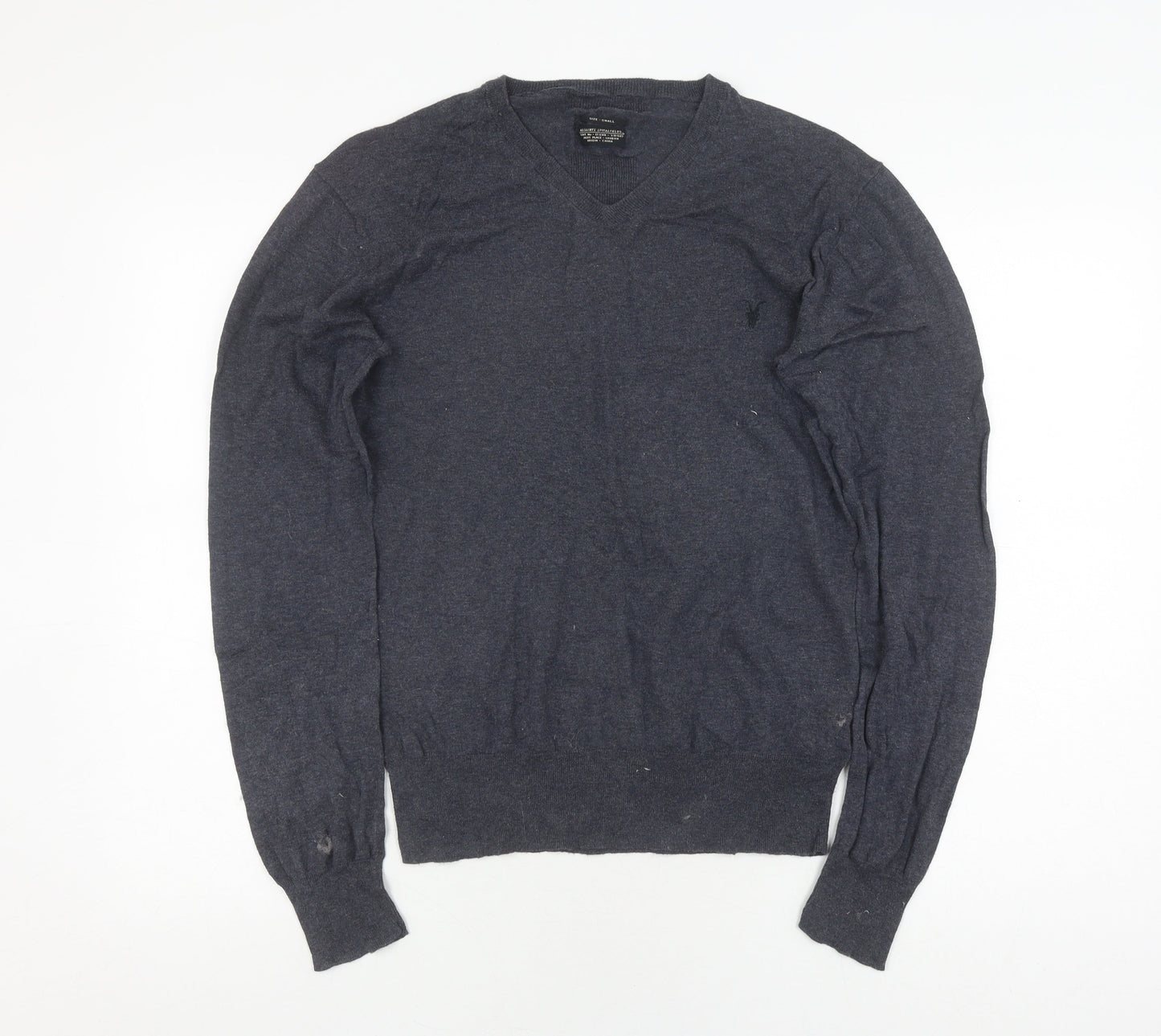 AllSaints Men's Grey V-Neck Pullover Jumper - Size S