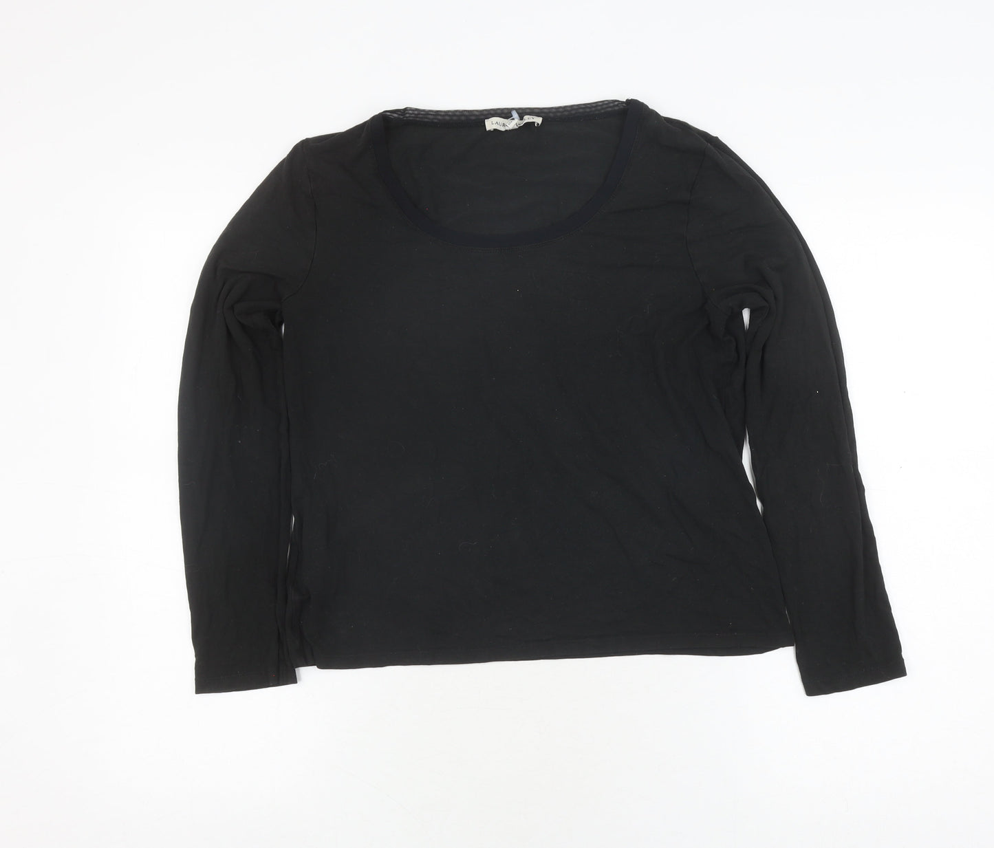 Laura Ashley Women's Black Basic Long Sleeve T-Shirt Size 16