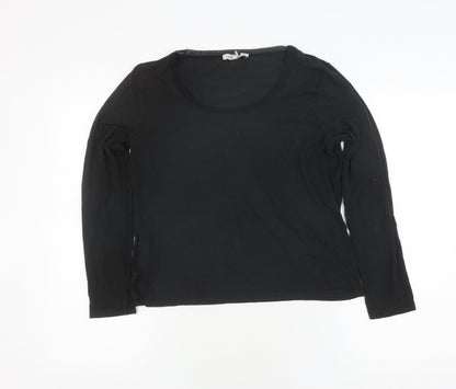 Laura Ashley Women's Black Basic Long Sleeve T-Shirt Size 16