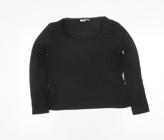 Laura Ashley Women's Black Basic Long Sleeve T-Shirt Size 16